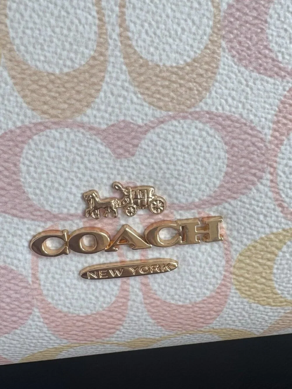 🌸Coach Pastel Pink Yellow Signature Mini Tote Blush Leather Crossbody Bag